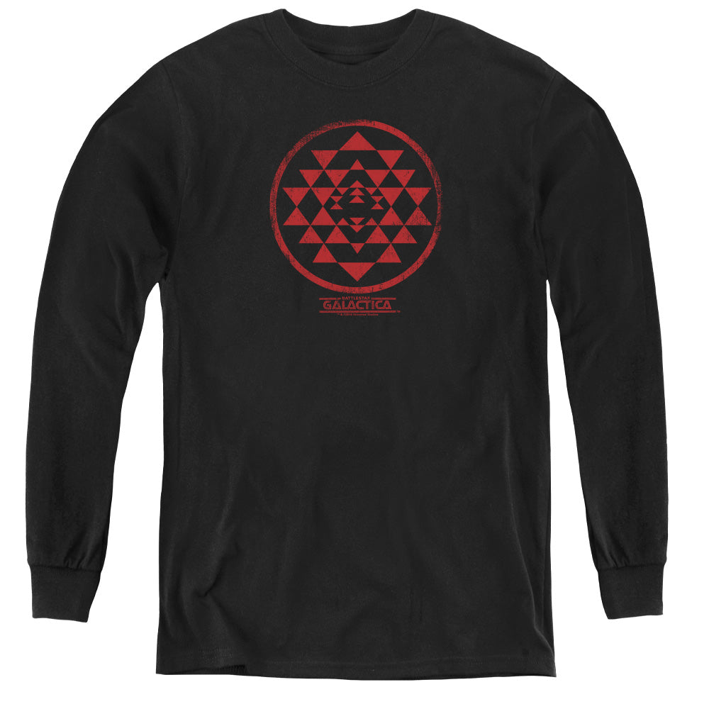 AN OFFCIALLY LICENSED BSG RED SQUADRON PATCH YOUTH LONG SLEEVE T-SHIRT BLACK