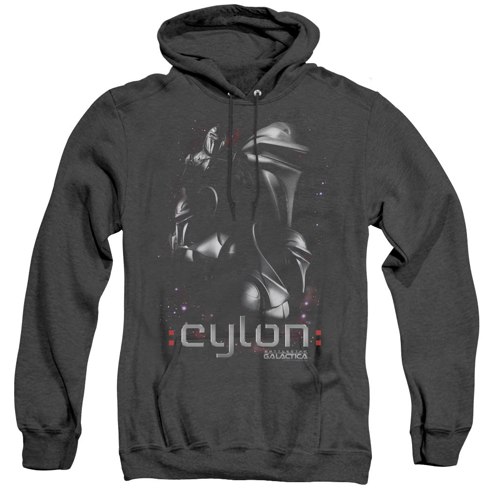 AN OFFCIALLY LICENSED BATTLESTAR GALACTICA CENTURIONS ADULT UNISEX HEATHER PULLOVER HOODIE BLACK