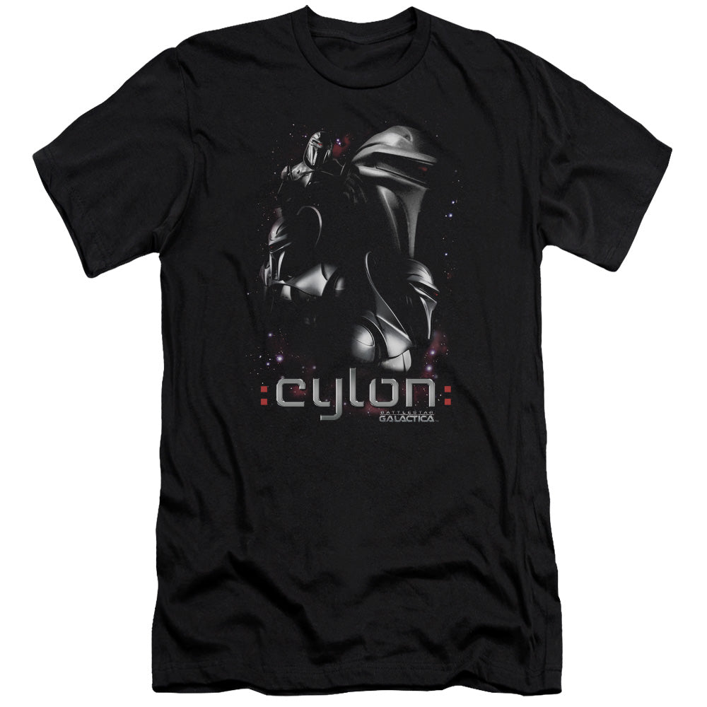 AN OFFCIALLY LICENSED BATTLESTAR GALACTICA CENTURIONS MEN'S PREMIUM SLIM FIT T-SHIRT BLACK