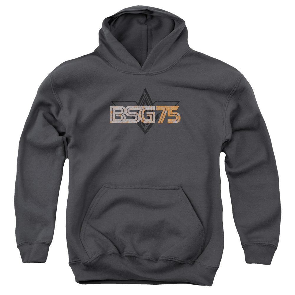 AN OFFCIALLY LICENSED BATTLESTAR GALACTICA BSG75 YOUTH HOODIE CHARCOAL