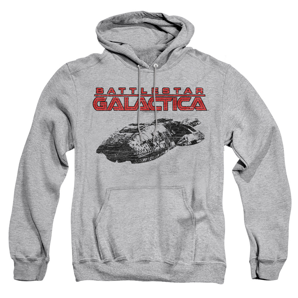 AN OFFCIALLY LICENSED BSG SHIP LOGO ADULT UNISEX PULLOVER HOODIE ATHLETIC HEATHER
