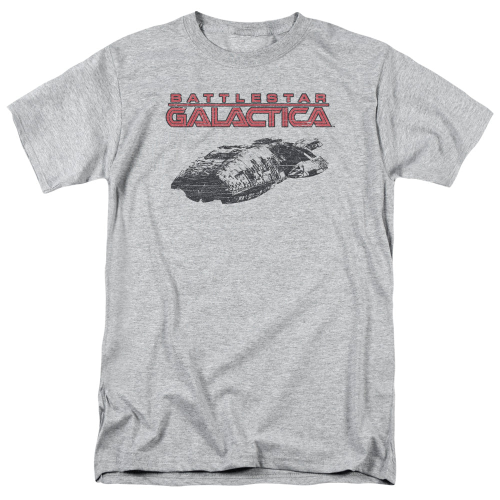 AN OFFCIALLY LICENSED BSG SHIP LOGO MEN'S REGULAR FIT T-SHIRT ATHLETIC HEATHER