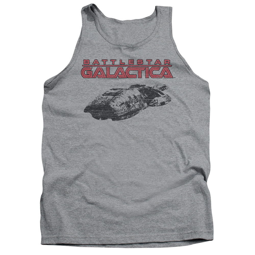 AN OFFCIALLY LICENSED BSG SHIP LOGO ADULT UNISEX TANK TOP ATHLETIC HEATHER