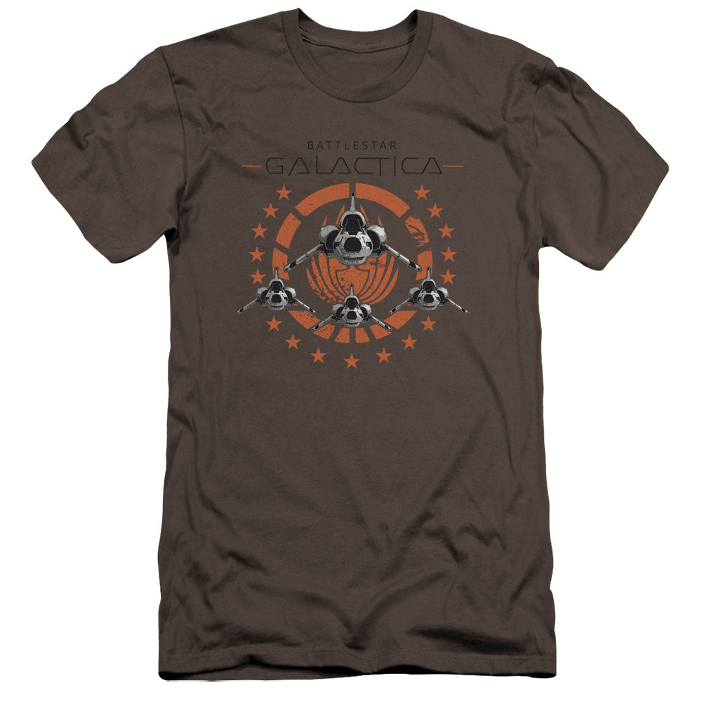 AN OFFCIALLY LICENSED BSG SQUADRON MEN'S PREMIUM SLIM FIT T-SHIRT CHARCOAL