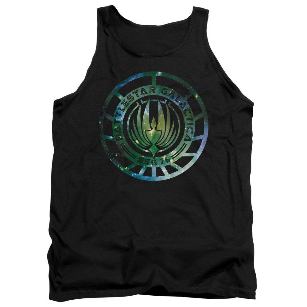AN OFFCIALLY LICENSED BATTLESTAR GALACTICA (NEW) GALAXY EMBLEM ADULT UNISEX TANK TOP BLACK