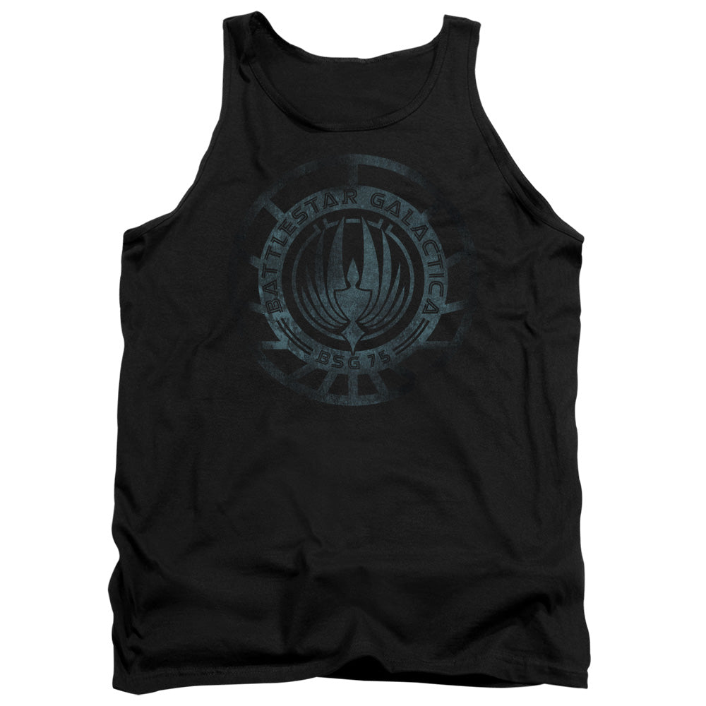 AN OFFCIALLY LICENSED BATTLESTAR GALACTICA (NEW) FADED EMBLEM ADULT UNISEX TANK TOP BLACK