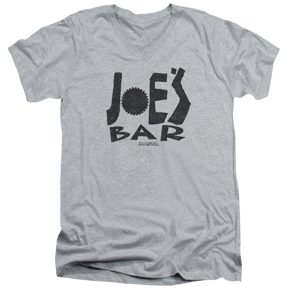 AN OFFCIALLY LICENSED BSG JOES BAR LOGO MEN'S V-NECK T-SHIRT ATHLETIC HEATHER