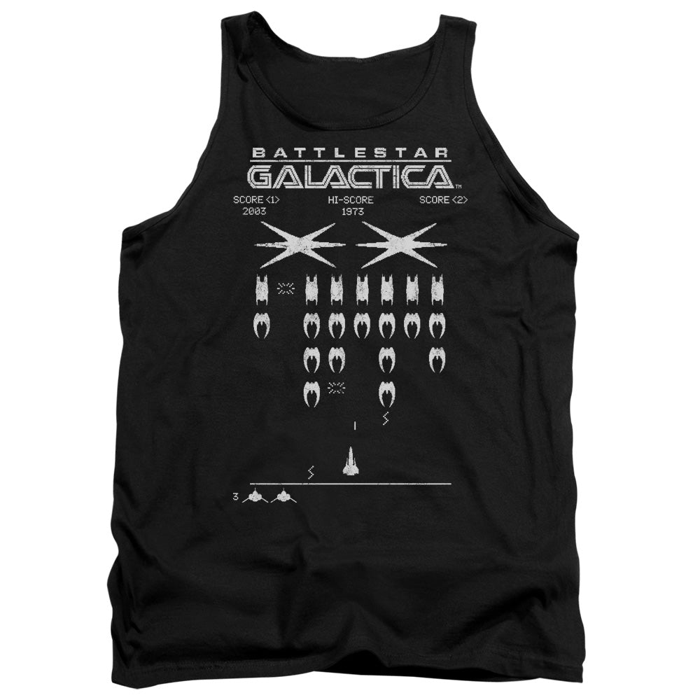 AN OFFCIALLY LICENSED BSG GALACTIC INVADERS ADULT UNISEX TANK TOP BLACK