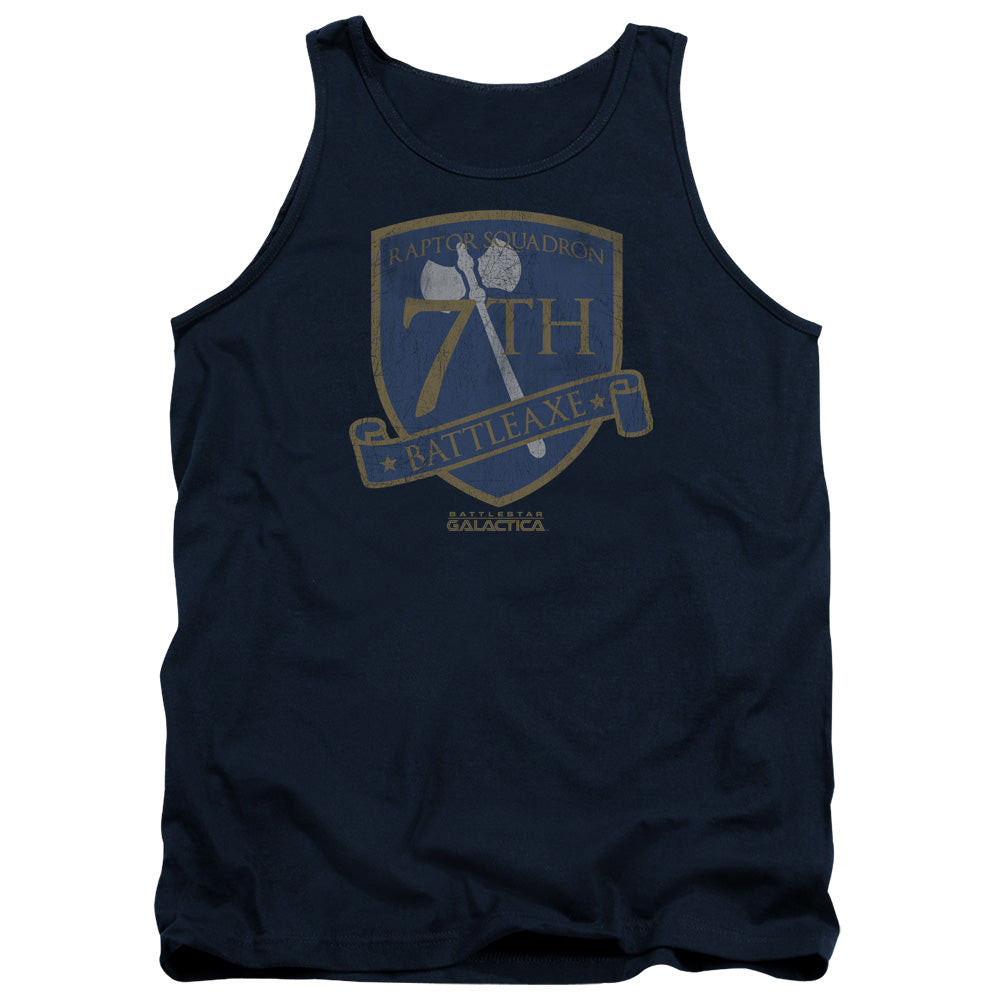 AN OFFCIALLY LICENSED BSG BATTLEAXE BADGE ADULT UNISEX TANK TOP NAVY
