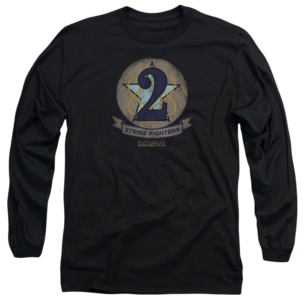 AN OFFCIALLY LICENSED BSG STRIKE FIGHTERS BADGE MEN'S LONG SLEEVE T-SHIRT BLACK