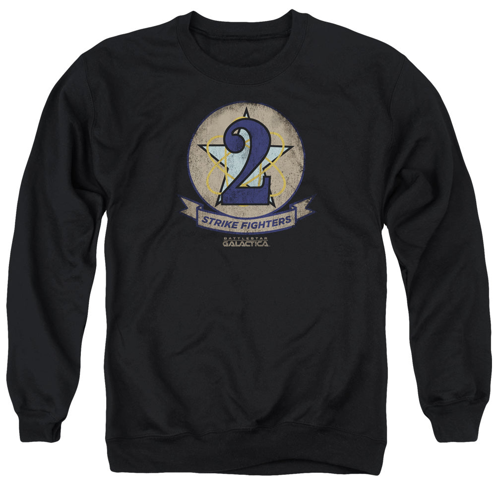 AN OFFCIALLY LICENSED BSG STRIKE FIGHTERS BADGE ADULT UNISEX CREWNECK SWEATSHIRT BLACK