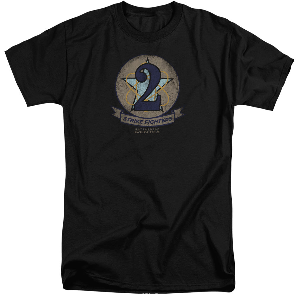 AN OFFCIALLY LICENSED BSG STRIKE FIGHTERS BADGE MEN'S TALL FIT T-SHIRT BLACK
