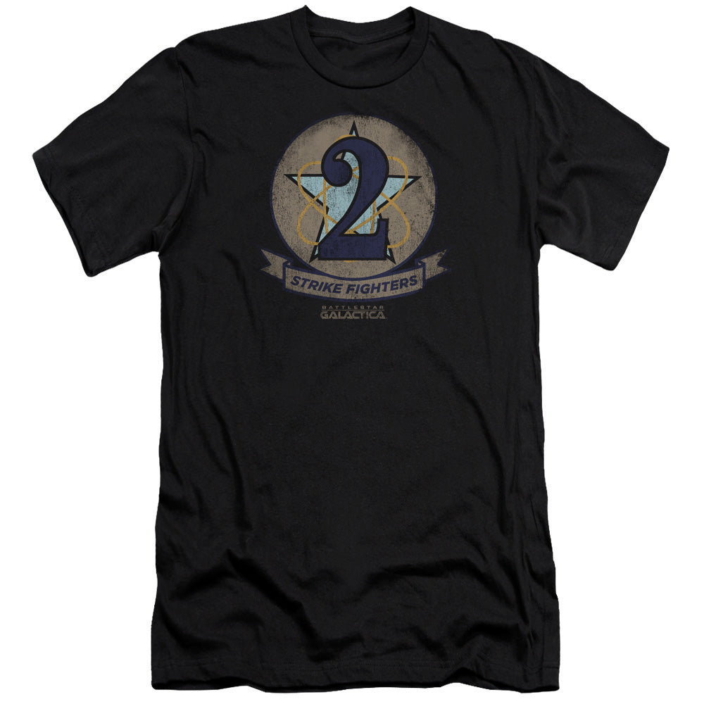 AN OFFCIALLY LICENSED BSG STRIKE FIGHTERS BADGE MEN'S PREMIUM SLIM FIT T-SHIRT BLACK