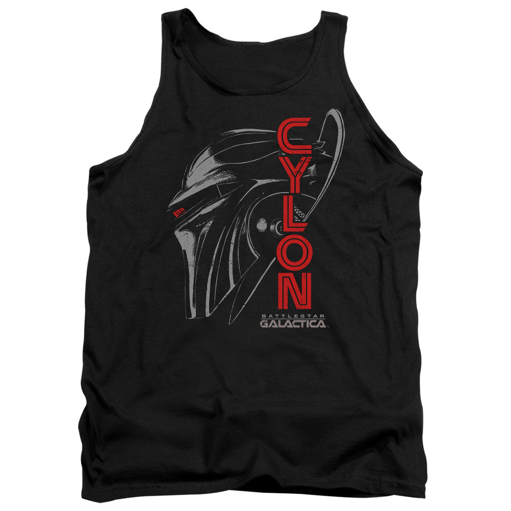 AN OFFCIALLY LICENSED BSG CYLON FACE ADULT UNISEX TANK TOP BLACK