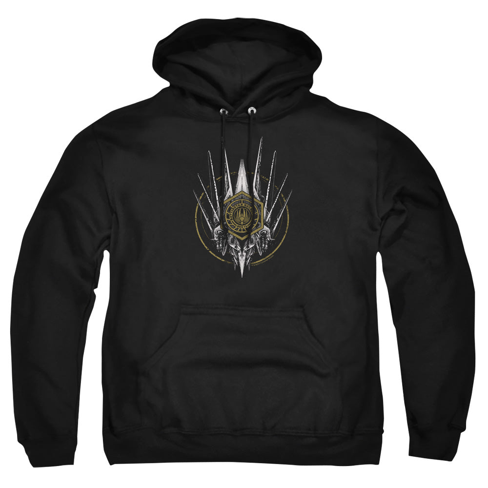 AN OFFCIALLY LICENSED BSG CREST OF SHIPS ADULT UNISEX PULLOVER HOODIE BLACK