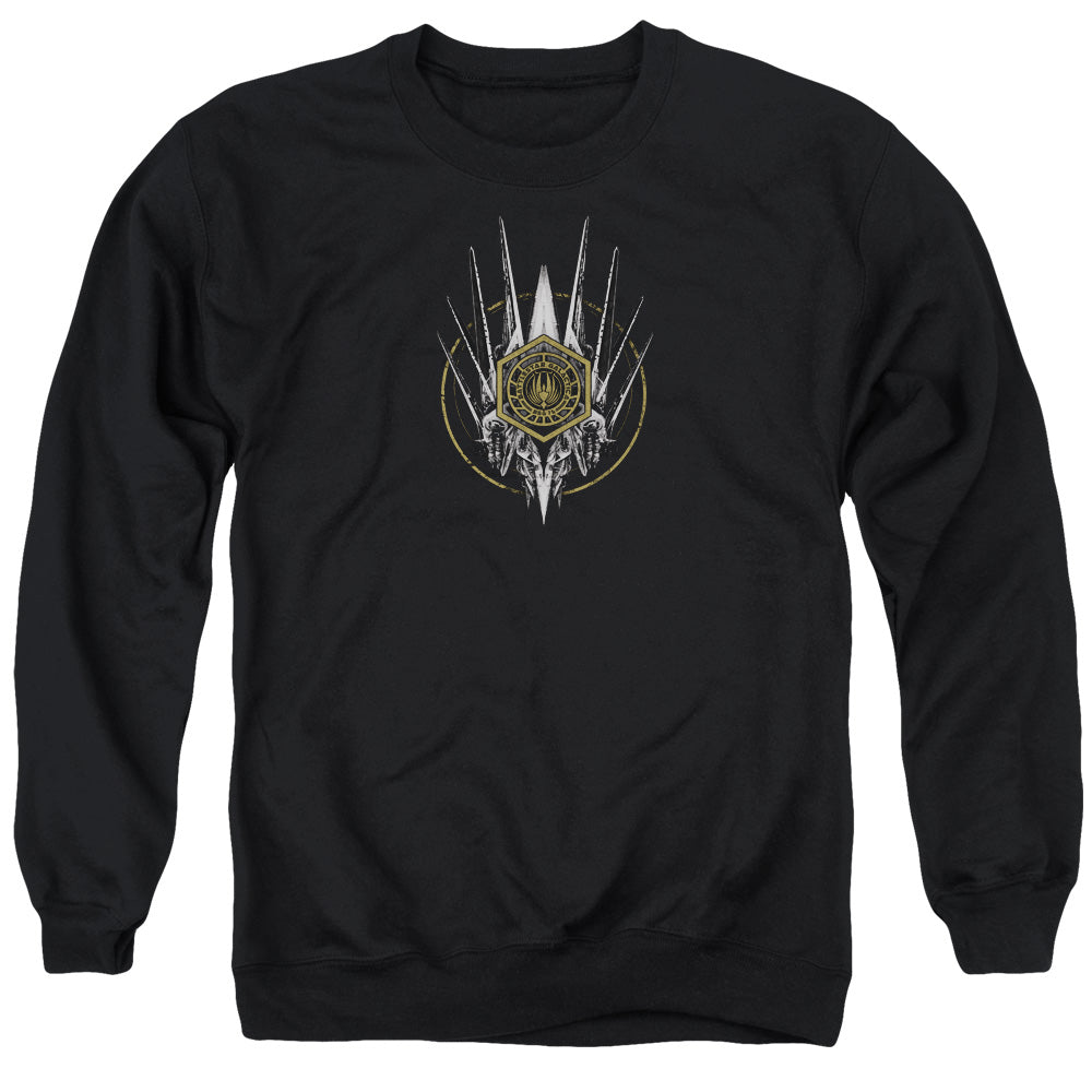 AN OFFCIALLY LICENSED BSG CREST OF SHIPS ADULT UNISEX CREWNECK SWEATSHIRT BLACK