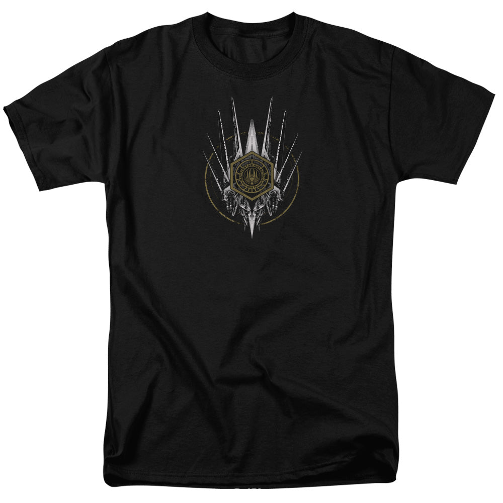AN OFFCIALLY LICENSED BSG CREST OF SHIPS MEN'S REGULAR FIT T-SHIRT BLACK