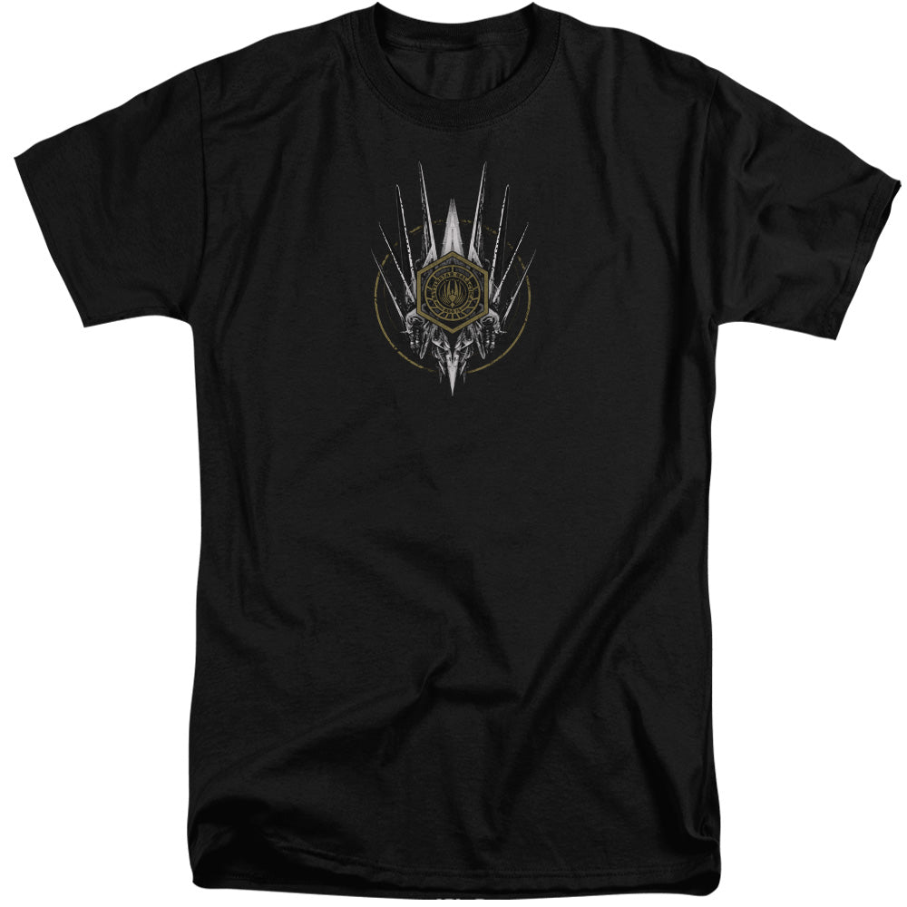 AN OFFCIALLY LICENSED BSG CREST OF SHIPS MEN'S TALL FIT T-SHIRT BLACK