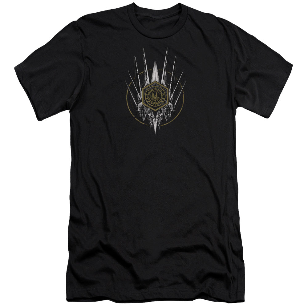 AN OFFCIALLY LICENSED BSG CREST OF SHIPS MEN'S PREMIUM SLIM FIT T-SHIRT BLACK