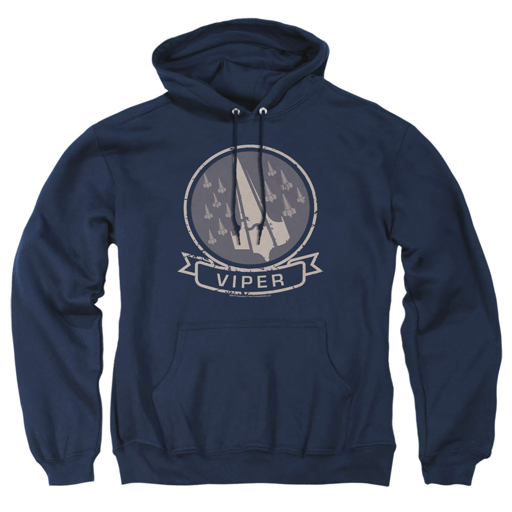 AN OFFCIALLY LICENSED BSG VIPER SQUAD ADULT UNISEX PULLOVER HOODIE NAVY
