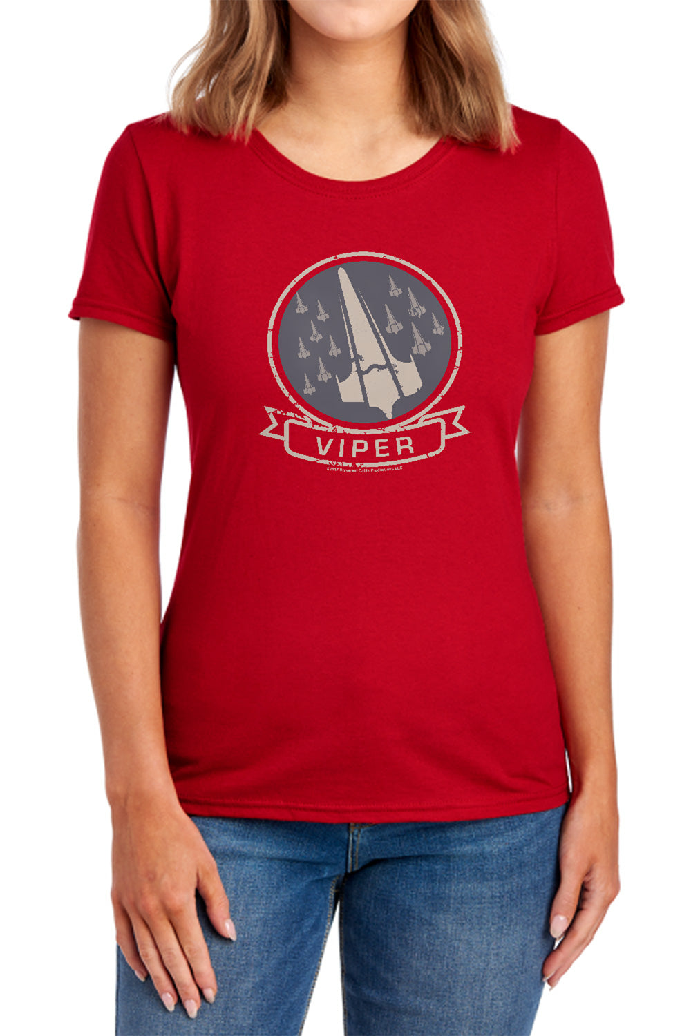 AN OFFCIALLY LICENSED BSG VIPER SQUAD WOMEN'S REGULAR FIT T-SHIRT NAVY