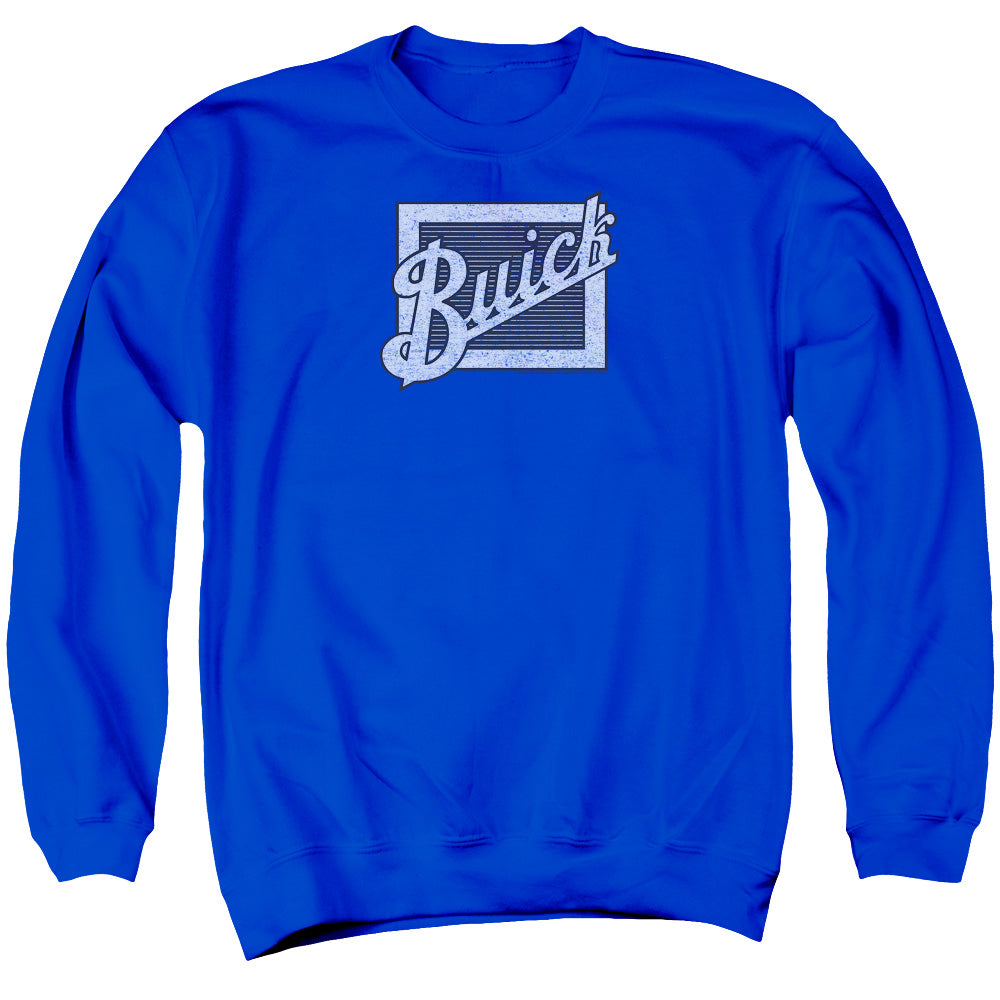 AN OFFCIALLY LICENSED BUICK DISTRESSED EMBLEM ADULT UNISEX CREWNECK SWEATSHIRT ROYAL
