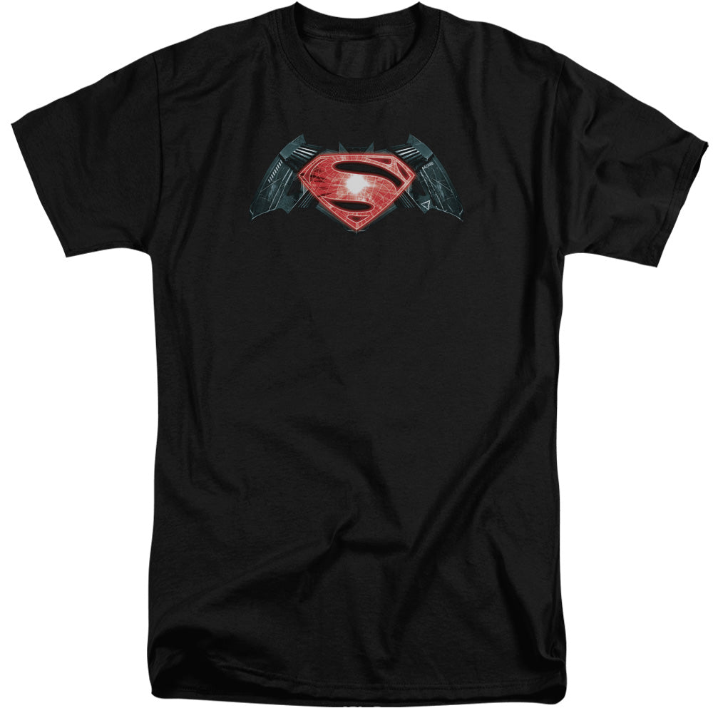 AN OFFCIALLY LICENSED BATMAN V SUPERMAN INDUSTRIAL LOGO MEN'S TALL FIT T-SHIRT BLACK