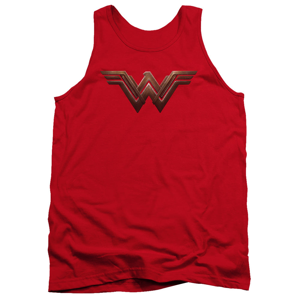 AN OFFCIALLY LICENSED BATMAN V SUPERMAN WW SHIELD ADULT UNISEX TANK TOP RED