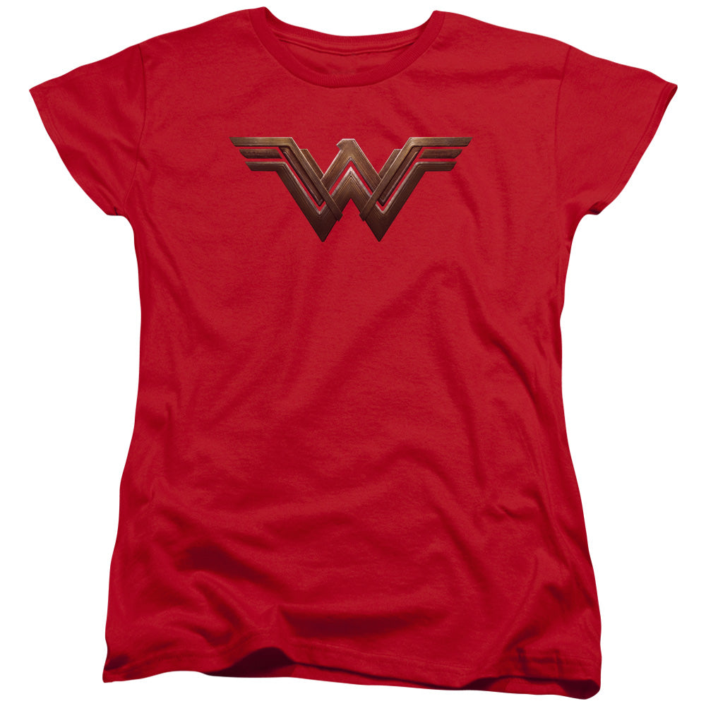 AN OFFCIALLY LICENSED BATMAN V SUPERMAN WW SHIELD WOMEN'S REGULAR FIT T-SHIRT RED