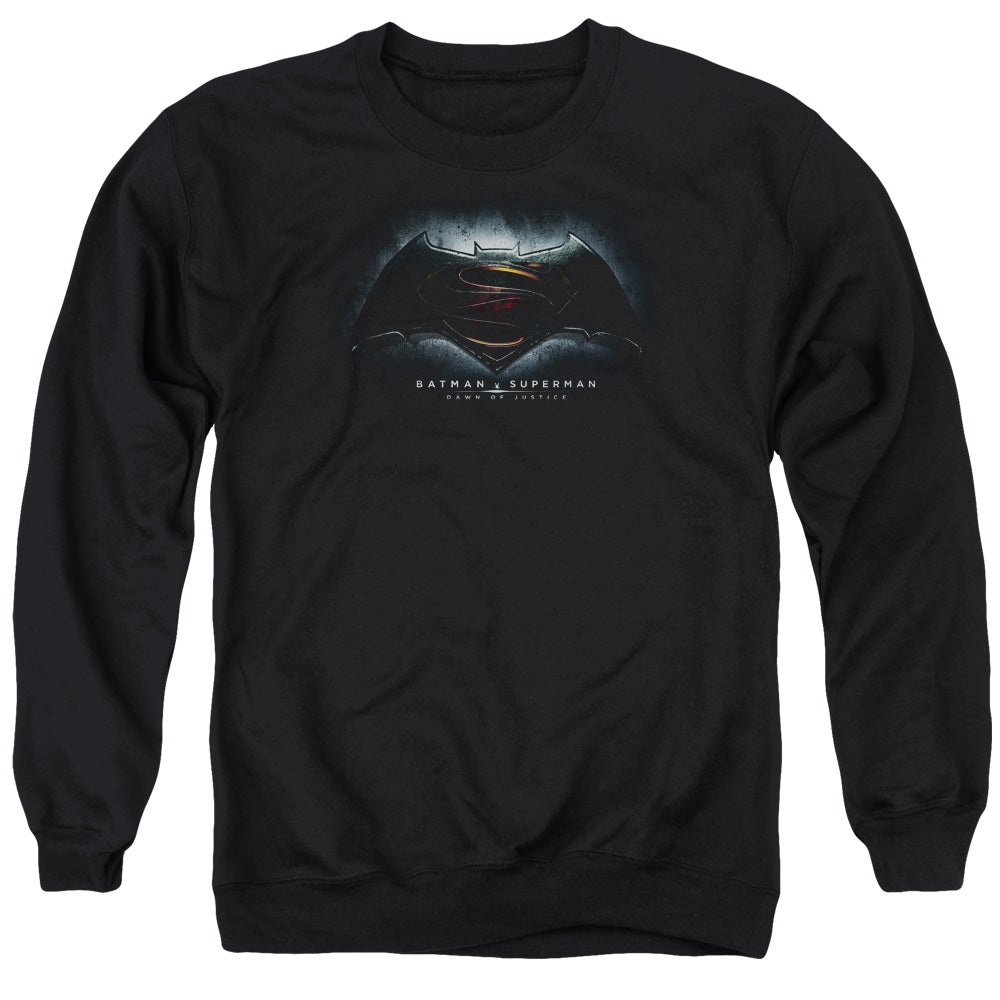 AN OFFCIALLY LICENSED BATMAN VS SUPERMAN LOGO ADULT UNISEX CREWNECK SWEATSHIRT BLACK