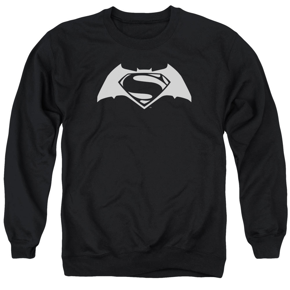 AN OFFCIALLY LICENSED BATMAN V SUPERMAN SIMPLE LOGO ADULT UNISEX CREWNECK SWEATSHIRT BLACK