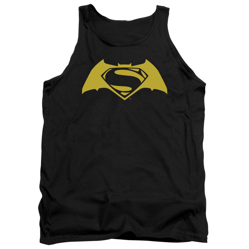 AN OFFCIALLY LICENSED BATMAN V SUPERMAN SIMPLE LOGO ADULT UNISEX TANK TOP BLACK