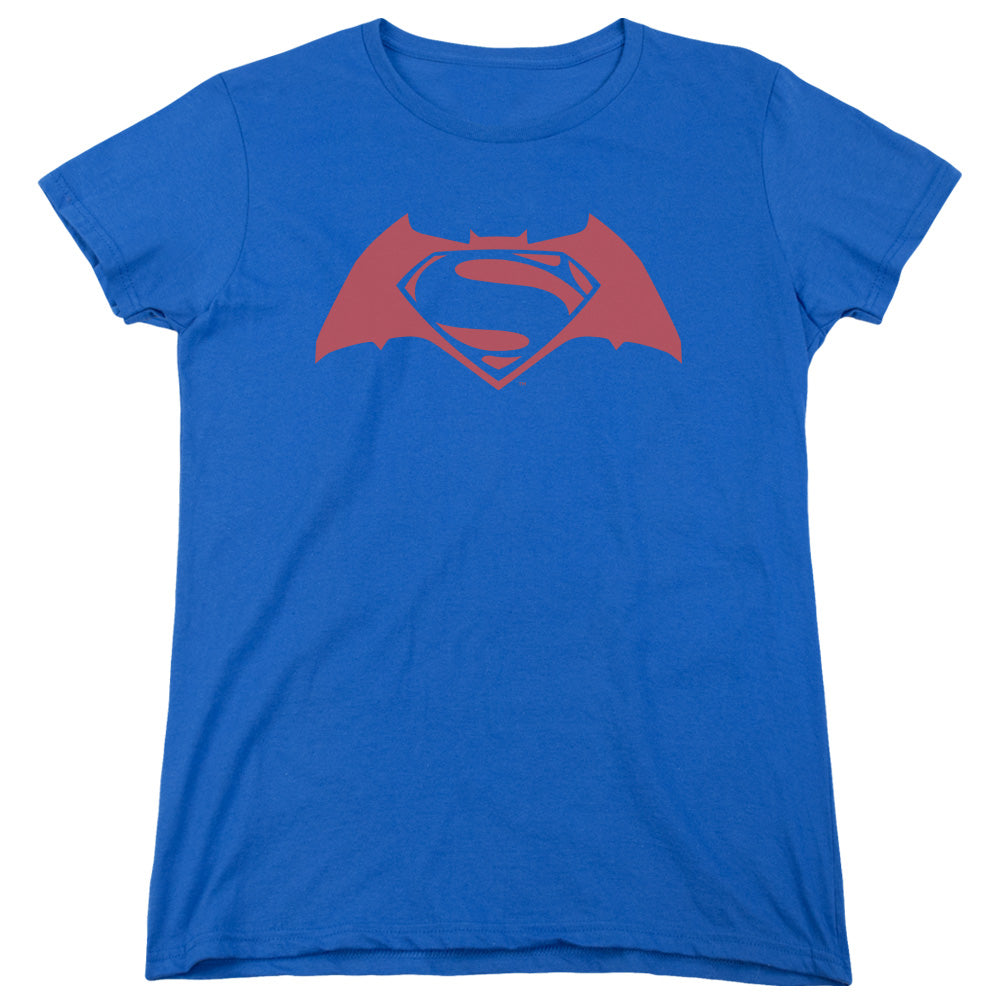 AN OFFCIALLY LICENSED BATMAN V SUPERMAN SIMPLE LOGO WOMEN'S REGULAR FIT T-SHIRT ROYAL