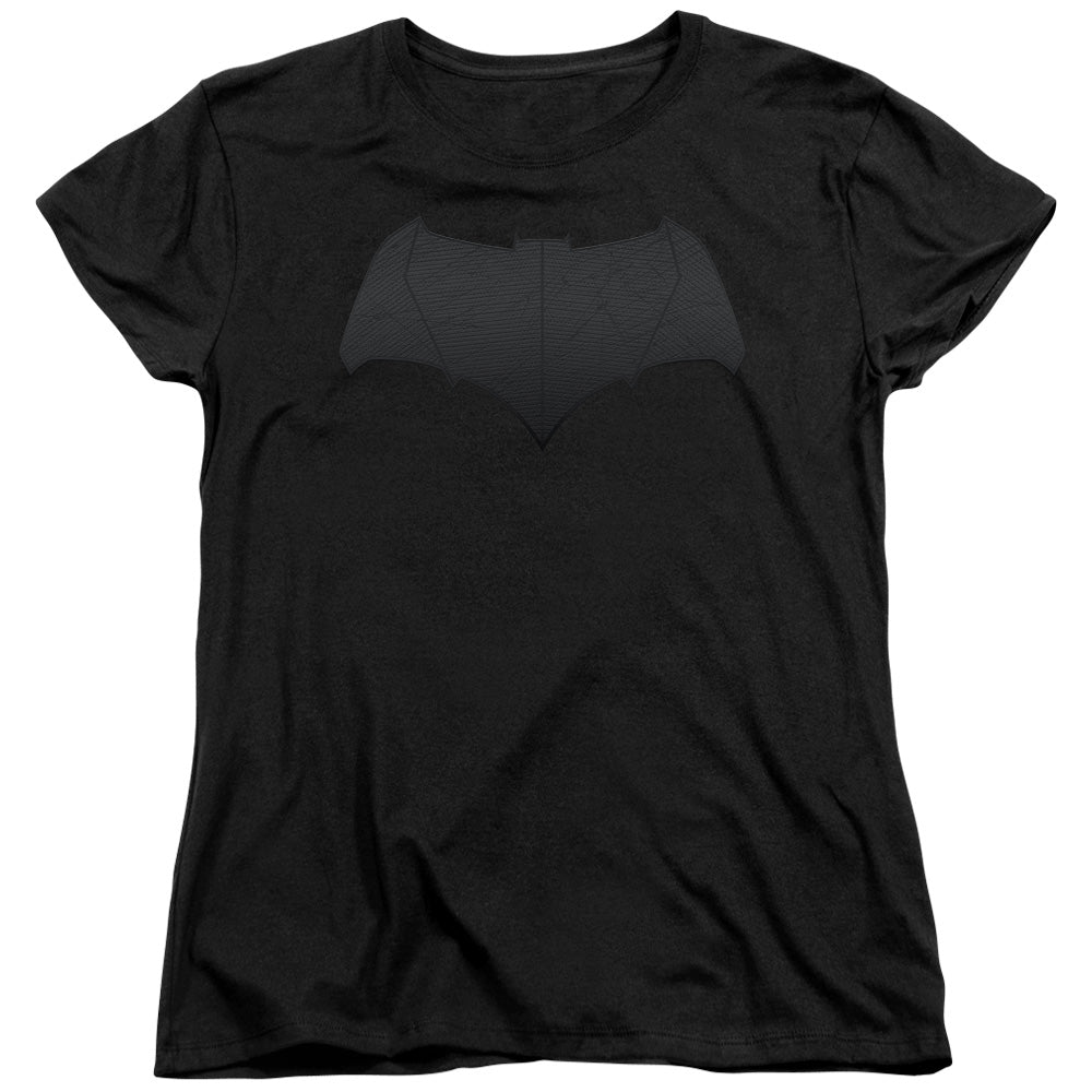 AN OFFCIALLY LICENSED BATMAN V SUPERMAN BATMAN LOGO WOMEN'S REGULAR FIT T-SHIRT BLACK