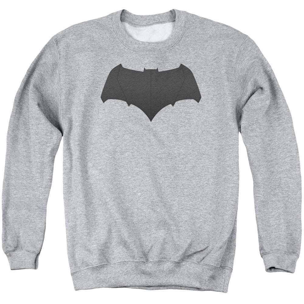 AN OFFCIALLY LICENSED BATMAN V SUPERMAN BATMAN LOGO ADULT UNISEX CREWNECK SWEATSHIRT ATHLETIC HEATHER