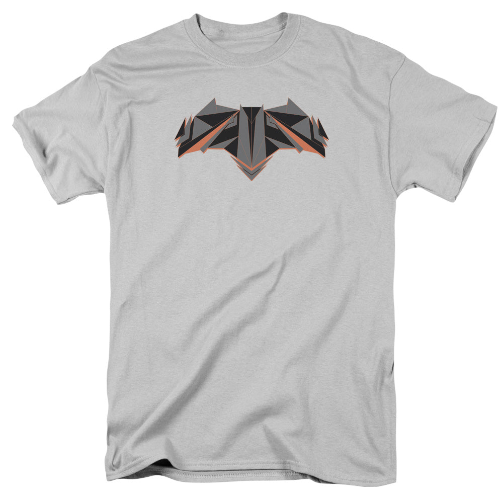 AN OFFCIALLY LICENSED BATMAN V SUPERMAN TECH BAT LOGO MEN'S REGULAR FIT T-SHIRT SILVER