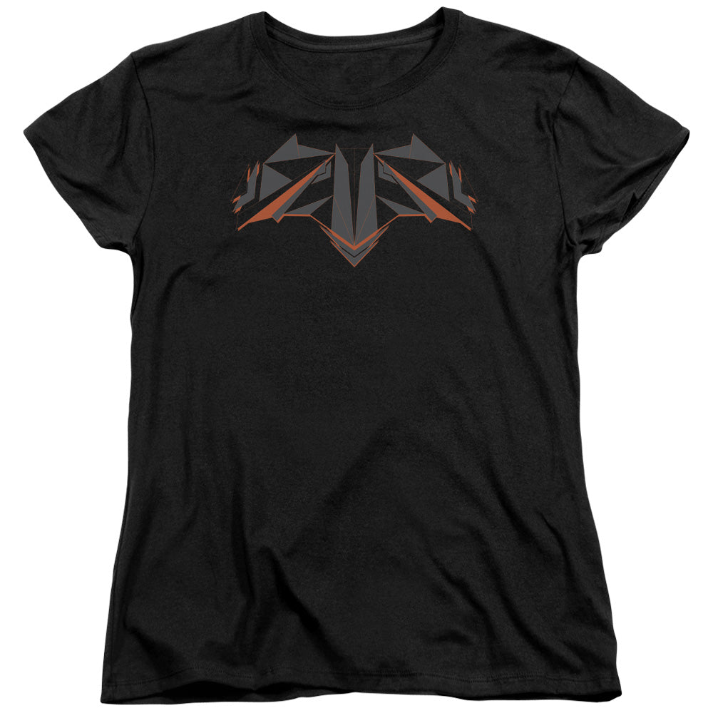 AN OFFCIALLY LICENSED BATMAN V SUPERMAN TECH BAT LOGO WOMEN'S REGULAR FIT T-SHIRT BLACK