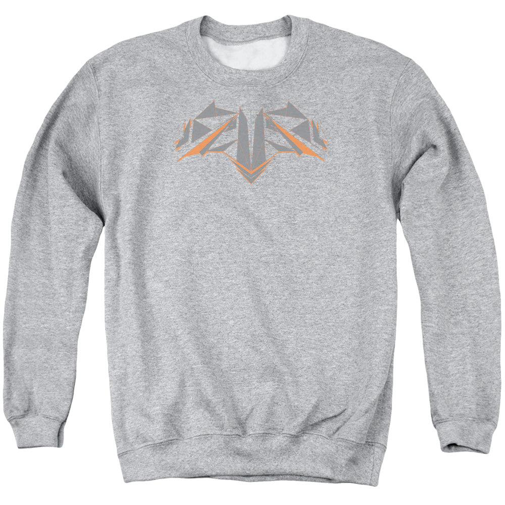 AN OFFCIALLY LICENSED BATMAN V SUPERMAN TECH BAT LOGO ADULT UNISEX CREWNECK SWEATSHIRT ATHLETIC HEATHER