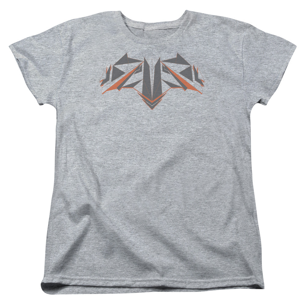 AN OFFCIALLY LICENSED BATMAN V SUPERMAN TECH BAT LOGO WOMEN'S REGULAR FIT T-SHIRT ATHLETIC HEATHER