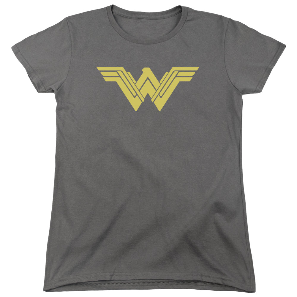 AN OFFCIALLY LICENSED BATMAN V SUPERMAN CLEAN LINE LOGO WOMEN'S REGULAR FIT T-SHIRT CHARCOAL