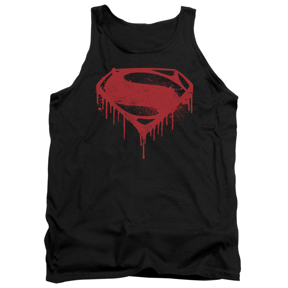 AN OFFCIALLY LICENSED BATMAN V SUPERMAN SPLATTERED ADULT UNISEX TANK TOP BLACK