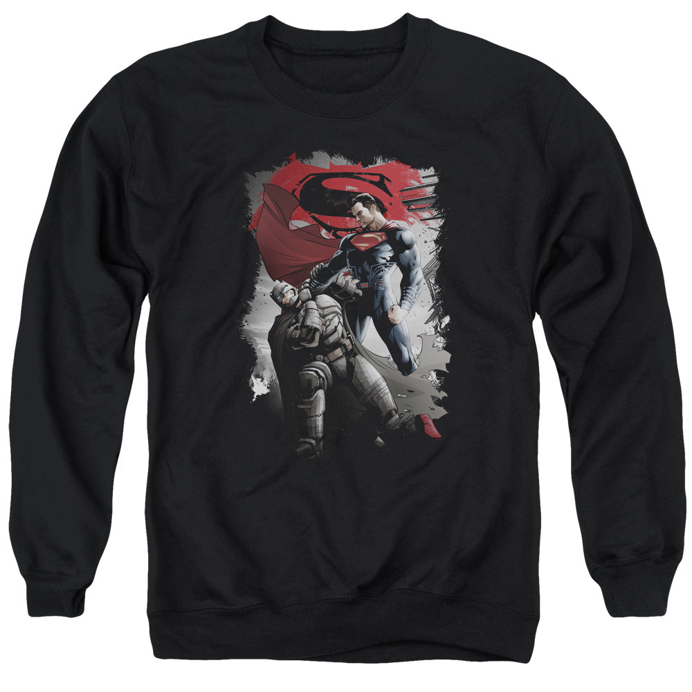 AN OFFCIALLY LICENSED BATMAN VS SUPERMAN CHOKE ADULT UNISEX CREWNECK SWEATSHIRT BLACK