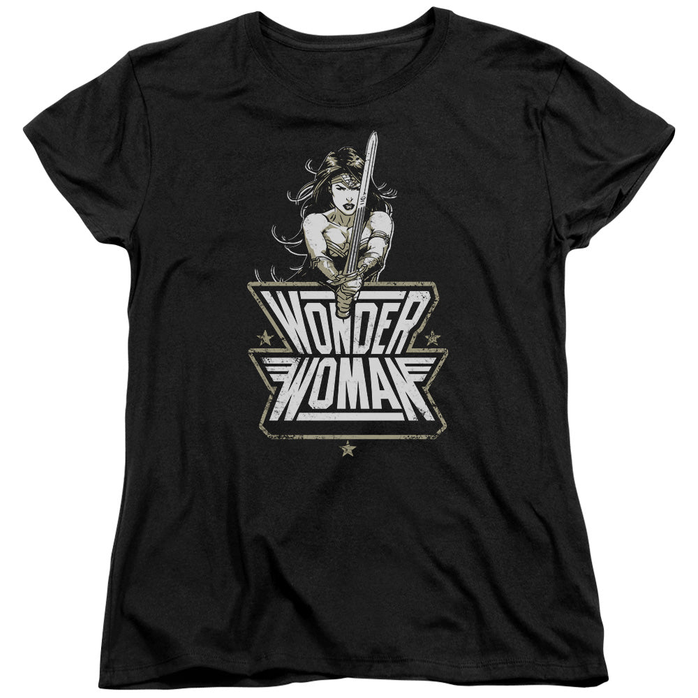 AN OFFCIALLY LICENSED BATMAN V SUPERMAN TOUGH WOMEN'S REGULAR FIT T-SHIRT BLACK