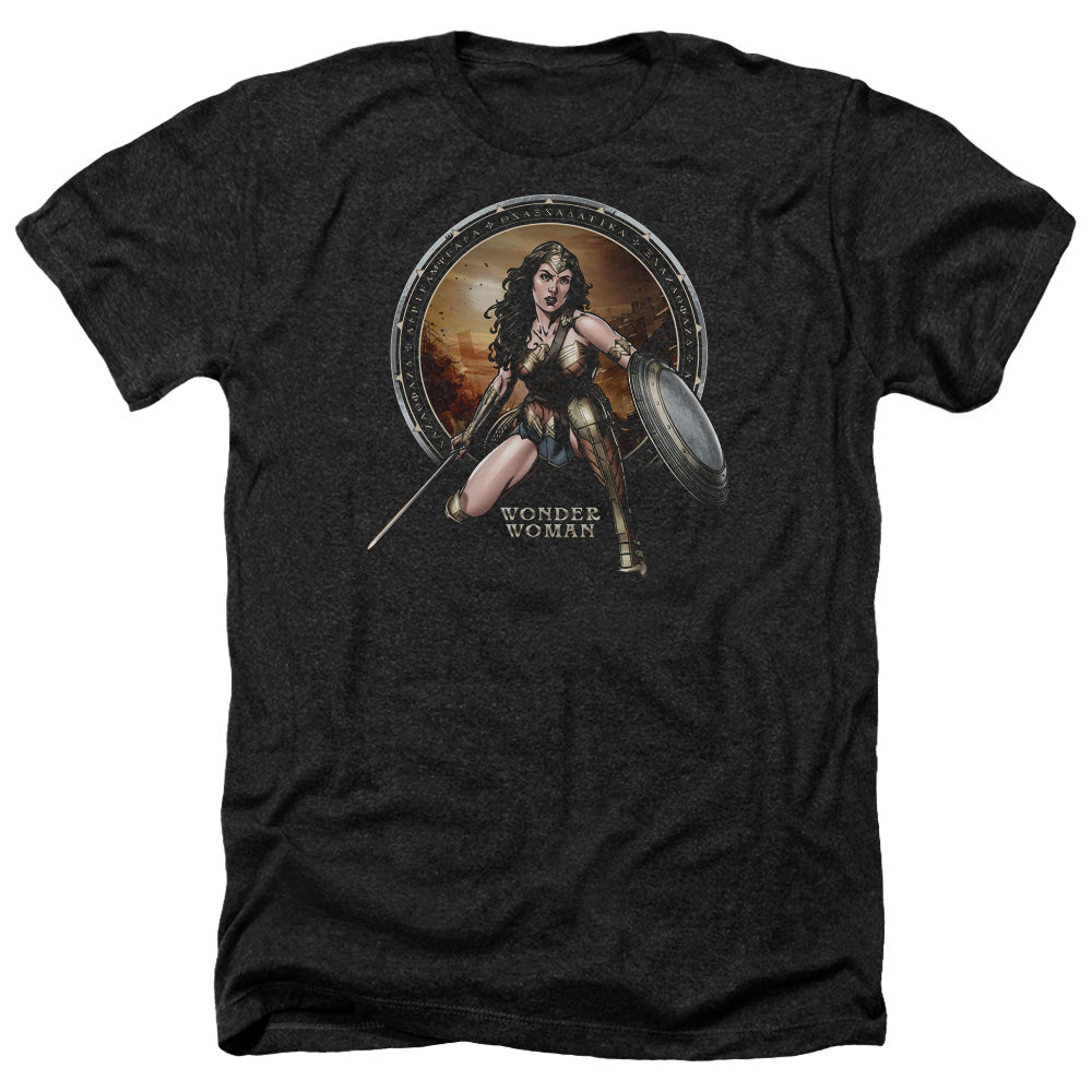 AN OFFCIALLY LICENSED BATMAN V SUPERMAN BATLLE ZONE MEN'S HEATHER T-SHIRT CHARCOAL