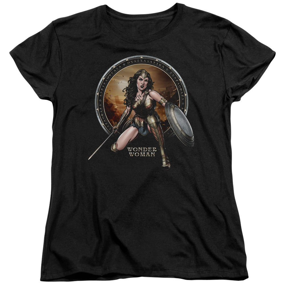 AN OFFCIALLY LICENSED BATMAN V SUPERMAN BATLLE ZONE WOMEN'S REGULAR FIT T-SHIRT BLACK