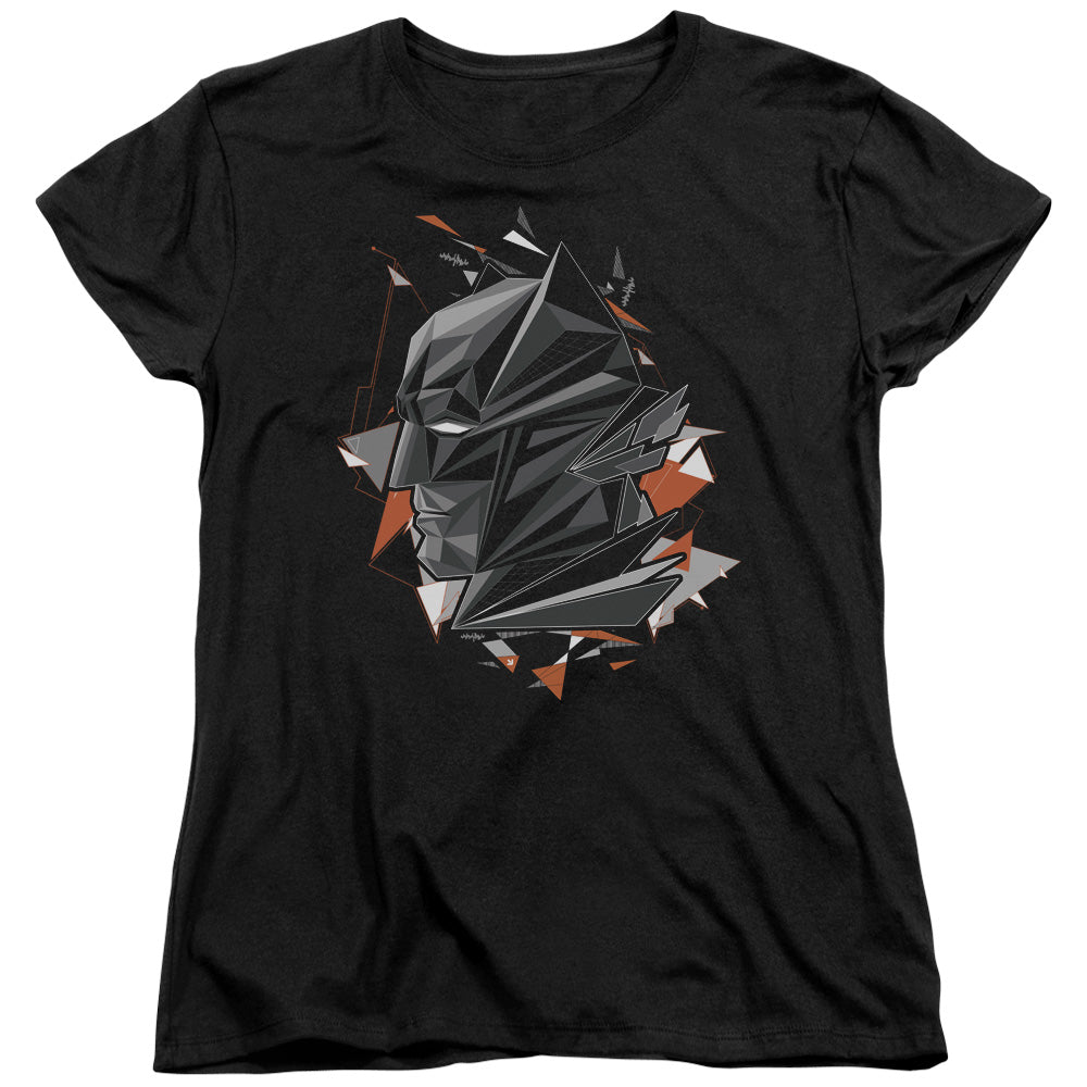 AN OFFCIALLY LICENSED BATMAN V SUPERMAN BAT HEAD TECH WOMEN'S REGULAR FIT T-SHIRT BLACK