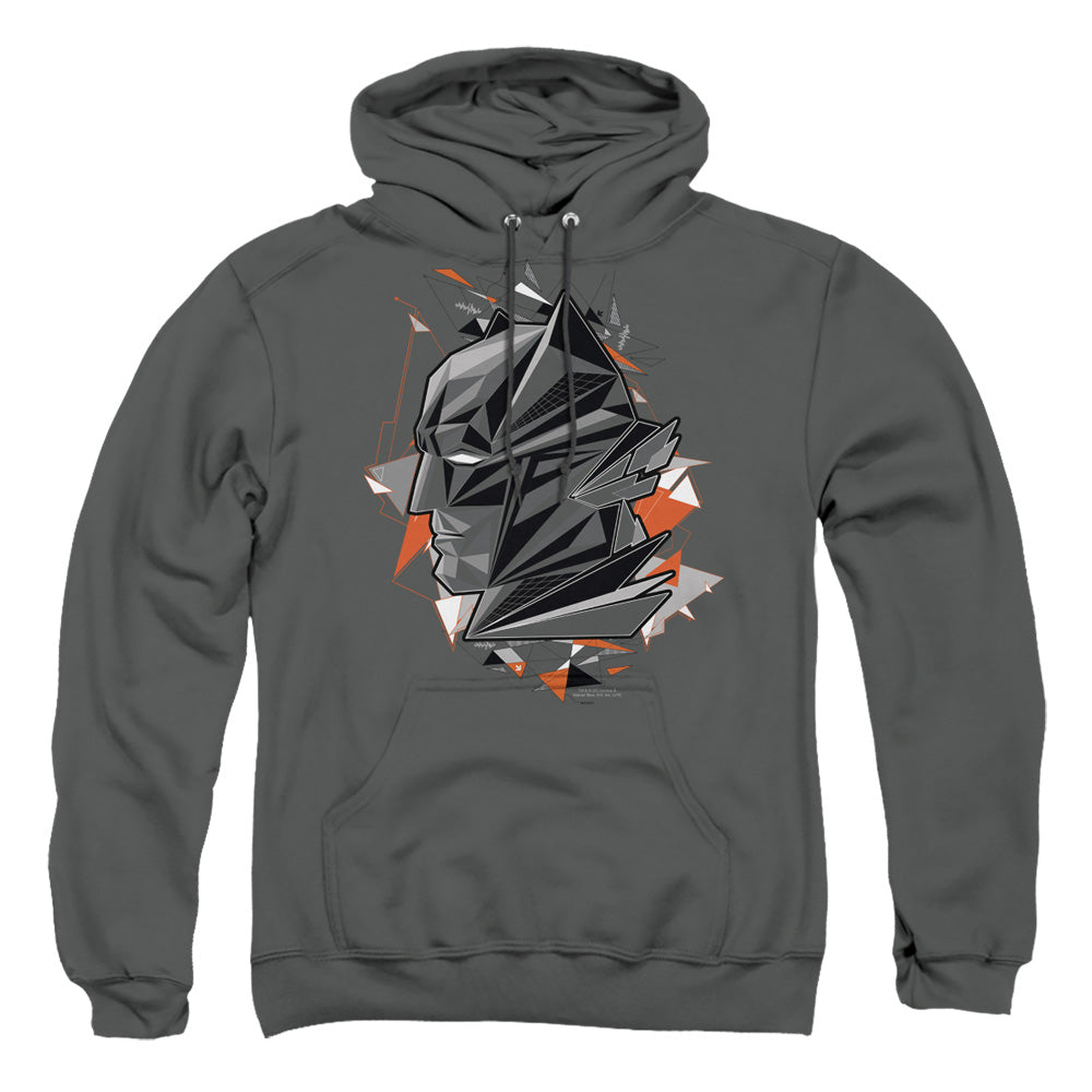 AN OFFCIALLY LICENSED BATMAN V SUPERMAN BAT HEAD TECH ADULT UNISEX PULLOVER HOODIE CHARCOAL