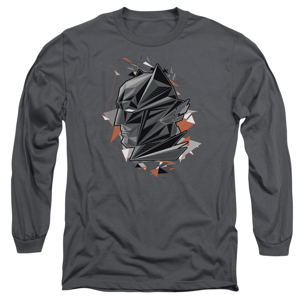 AN OFFCIALLY LICENSED BATMAN V SUPERMAN BAT HEAD TECH MEN'S LONG SLEEVE T-SHIRT CHARCOAL