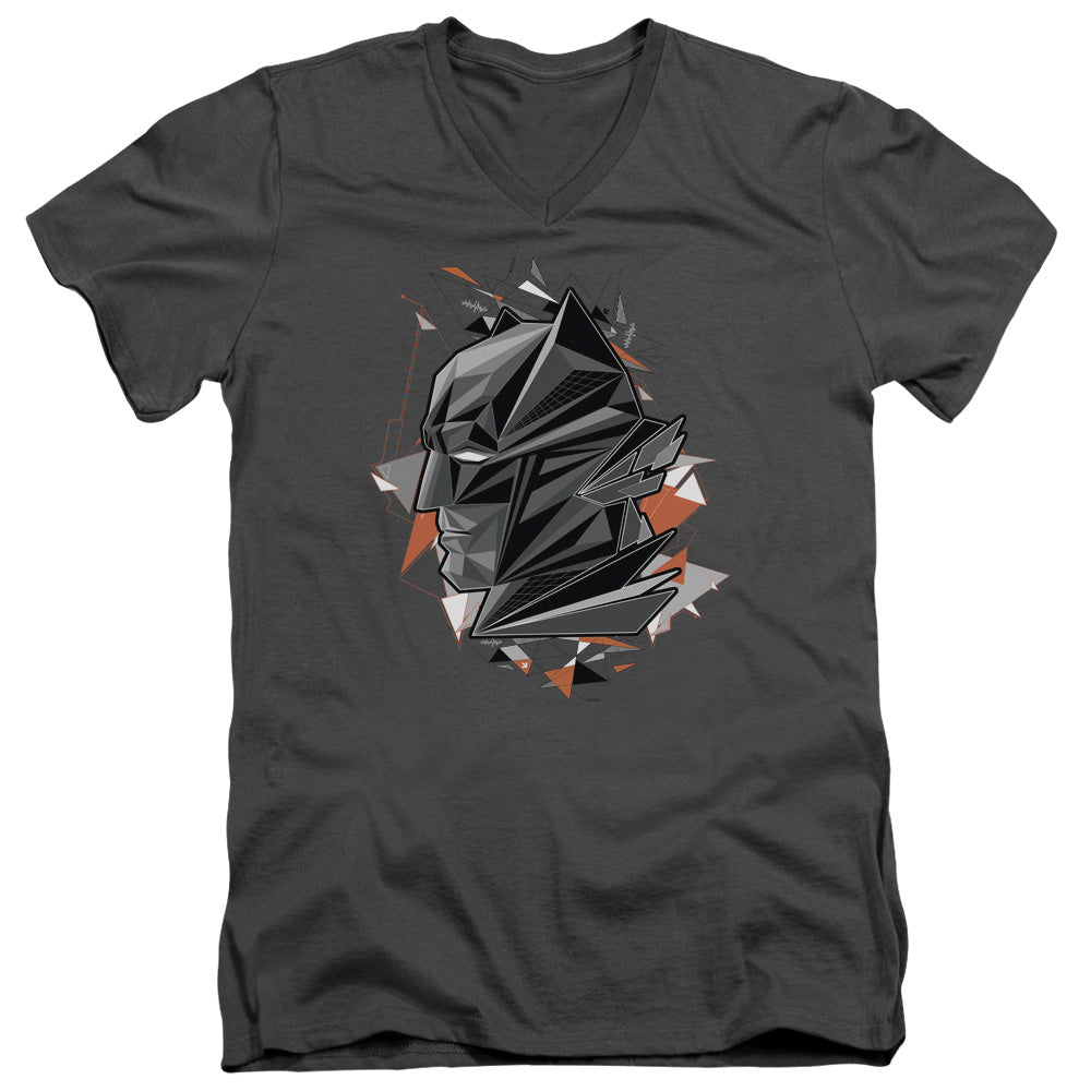 AN OFFCIALLY LICENSED BATMAN V SUPERMAN BAT HEAD TECH MEN'S V-NECK T-SHIRT CHARCOAL