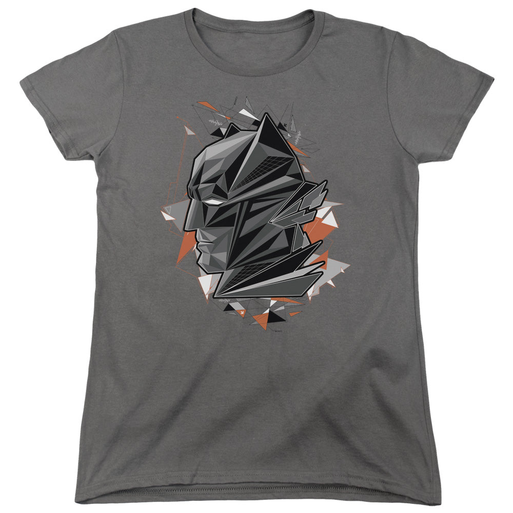 AN OFFCIALLY LICENSED BATMAN V SUPERMAN BAT HEAD TECH WOMEN'S REGULAR FIT T-SHIRT CHARCOAL